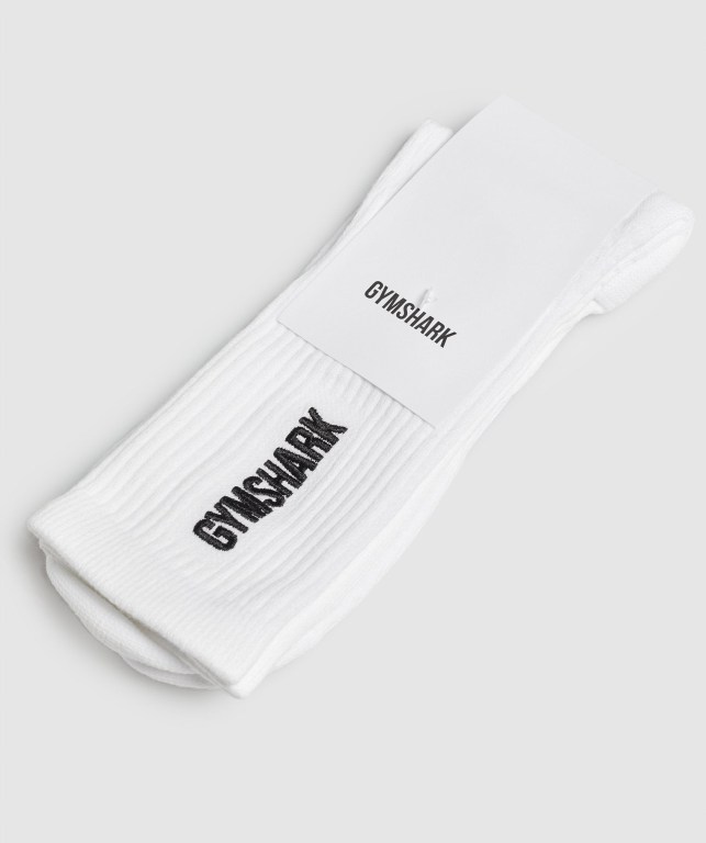 Calcetines Gymshark Embroidered Logo Blancas | BFOyab1G8Ch