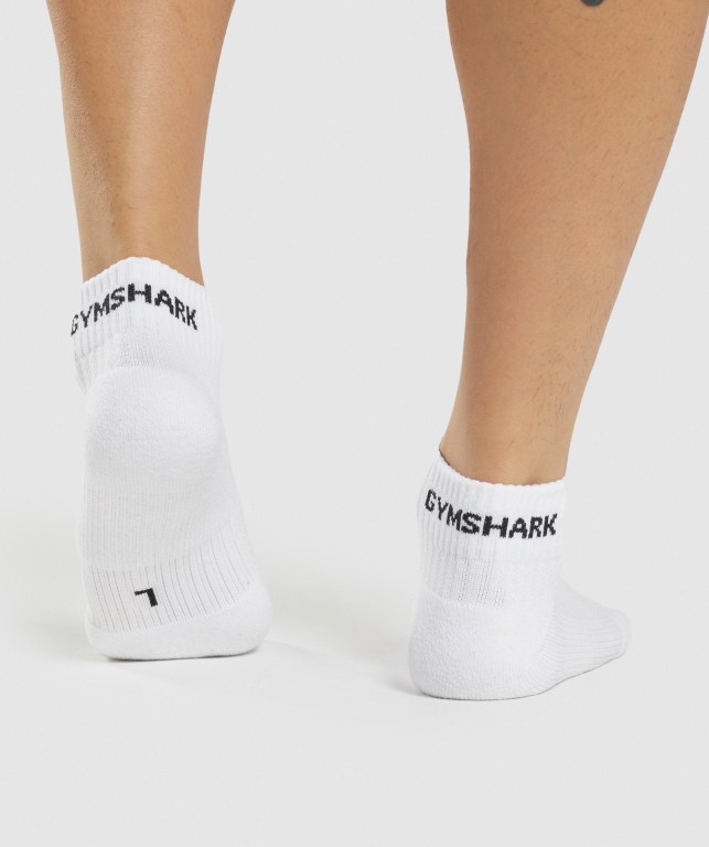 Calcetines Gymshark Jacquard Quarter 3pk Blancas | SBEljDdANPM