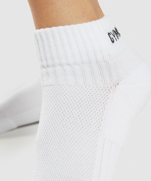 Calcetines Gymshark Jacquard Quarter 3pk Blancas | SBEljDdANPM