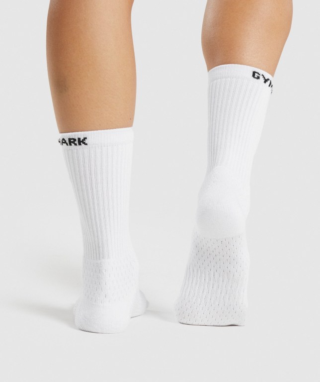 Calcetines Gymshark Premium Logo 1pk Blancas | NoIRXtTczqX