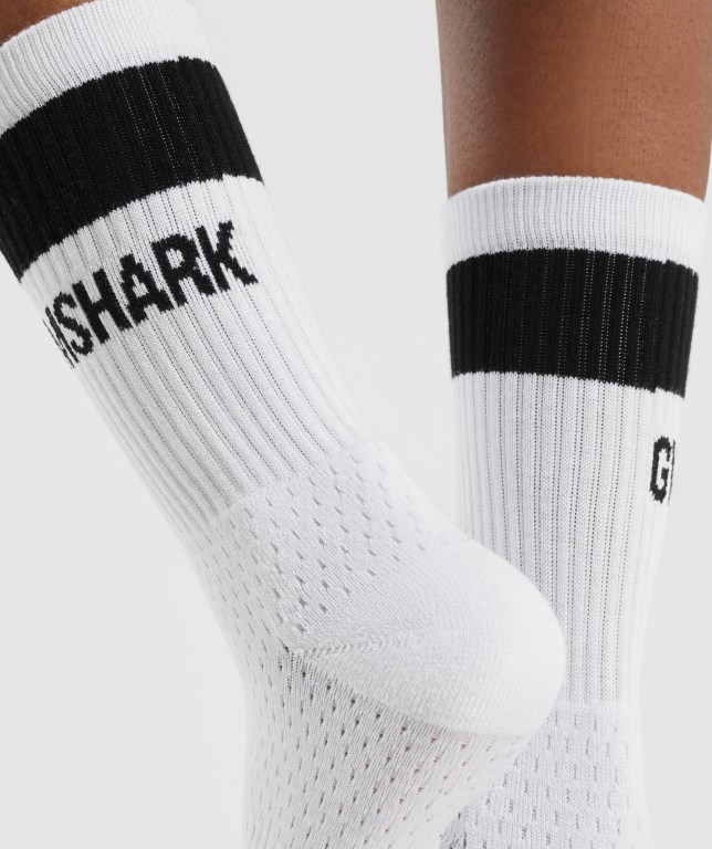 Calcetines Gymshark Premium Logo 1pk Blancas | uFhjfmzXwlA