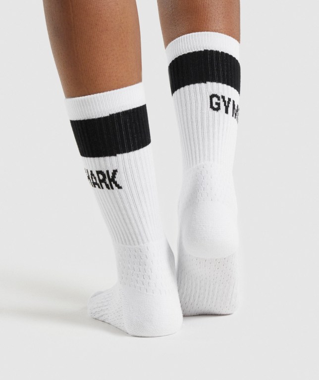 Calcetines Gymshark Premium Logo 1pk Blancas | uFhjfmzXwlA