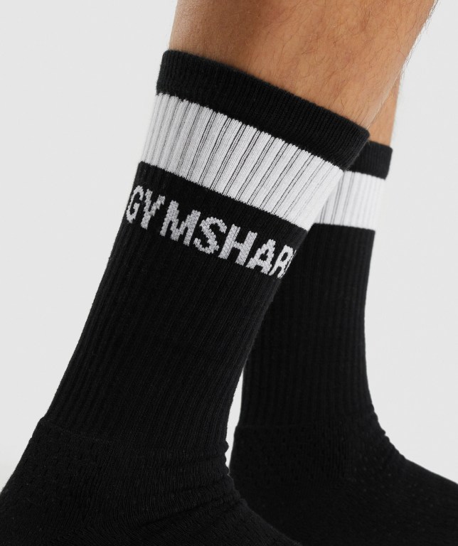 Calcetines Gymshark Premium Logo 1pk Negras | 4twHl6pqfhH