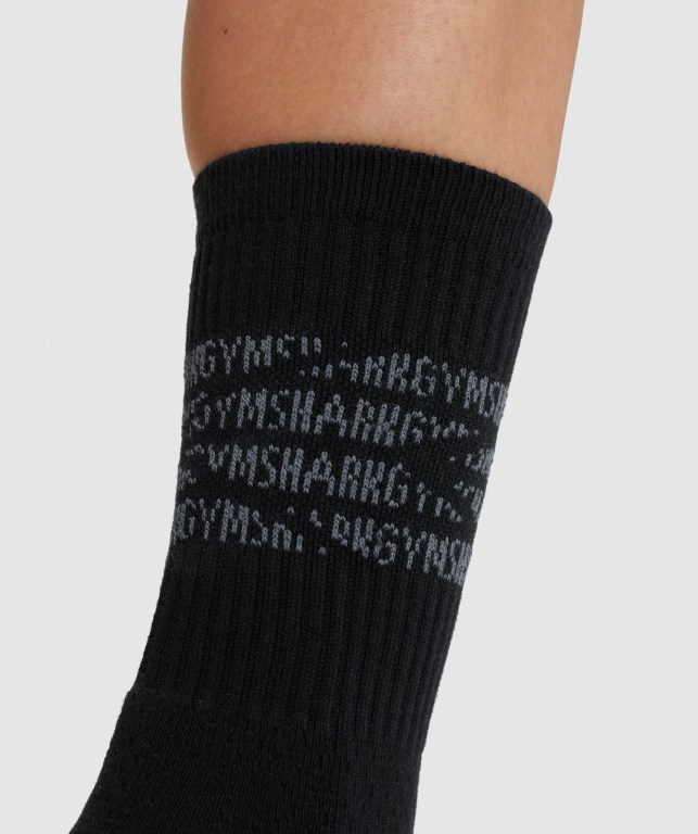 Calcetines Gymshark Premium Logo 1pk Negras Gris | RRQZpbWWeX2