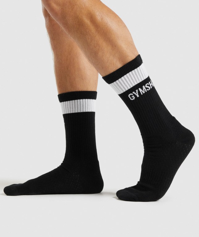 Calcetines Gymshark Premium Logo 1pk Negras | zYNhS6WrPKC