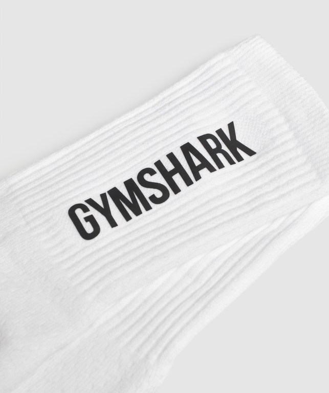 Calcetines Gymshark Premium Logo Blancas | 2bpVn34Dpcn