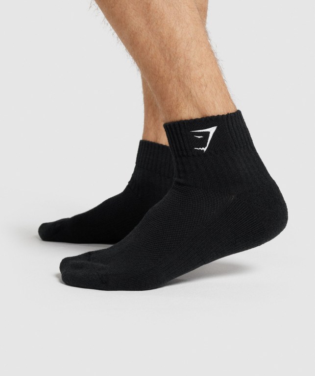 Calcetines Gymshark Sharkhead Embroidered Quarter 2pk Negras | aXnGzXSgA12