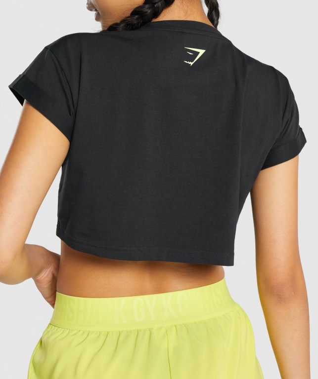 Camiseta Gymshark Animal Graphic Infill Crop Negras | 9CIuLoRGtQP