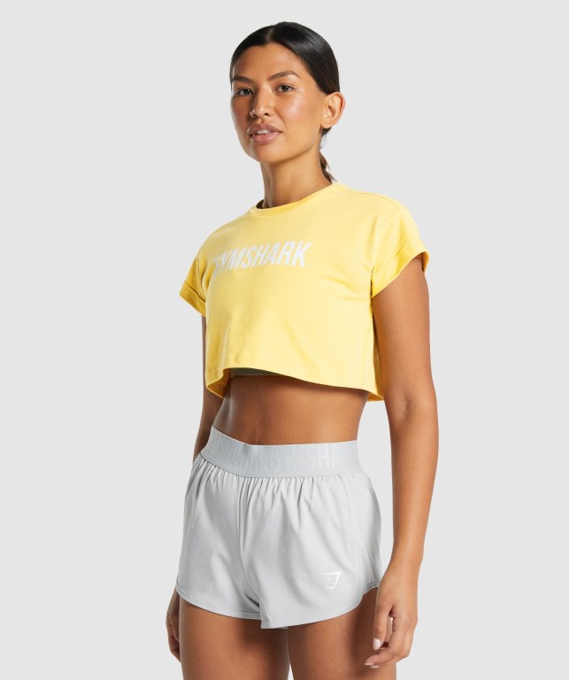 Camiseta Gymshark Animal Graphic Infill Crop Amarillo | 9rZELD3UXKi