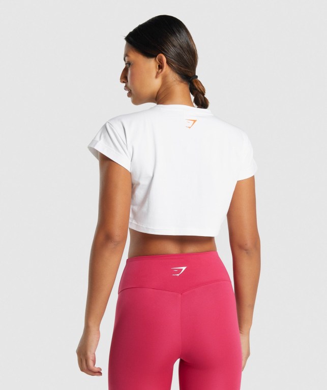 Camiseta Gymshark Animal Graphic Infill Crop Blancas | K9DXTe9TJxl