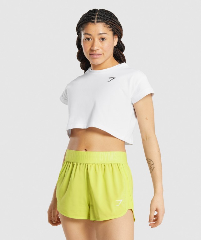 Camiseta Gymshark Pre-Workout Graphic Crop Blancas | sJsyWFnm7An