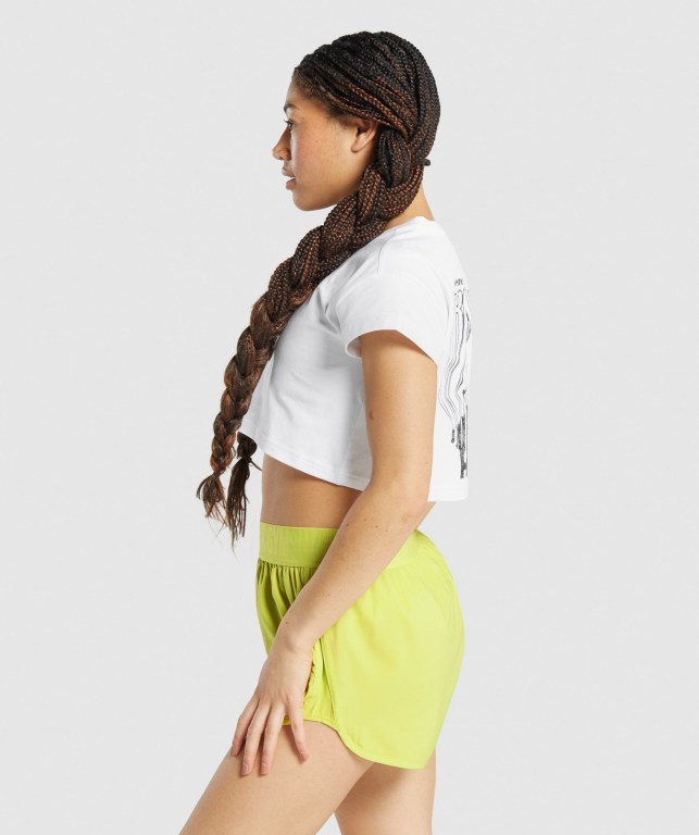 Camiseta Gymshark Pre-Workout Graphic Crop Blancas | sJsyWFnm7An