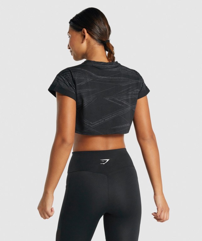 Camiseta Gymshark Zone Graphic Crop Negras Gris | j1xI8eAWRHs