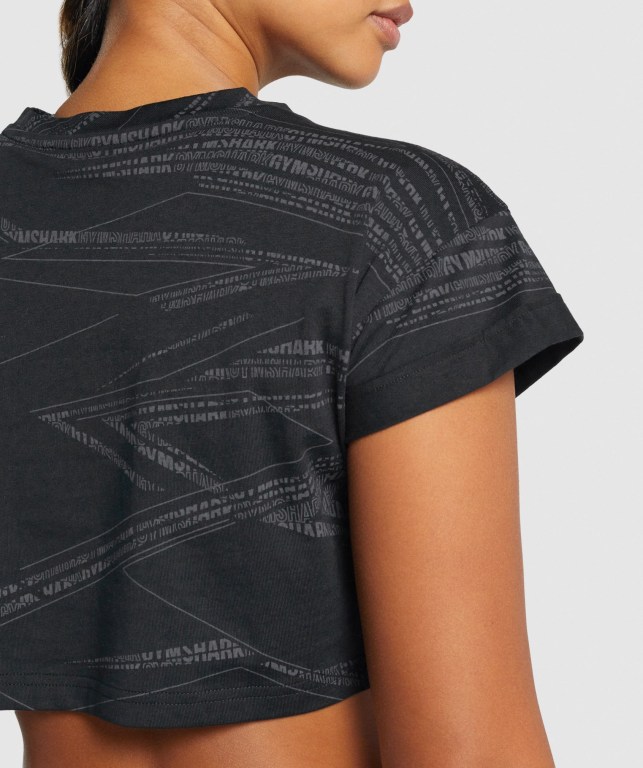 Camiseta Gymshark Zone Graphic Crop Negras Gris | j1xI8eAWRHs