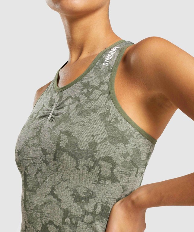 Camiseta Sin Mangas Running Gymshark Adapt Camo Seamless Verde | DvdCq7827mW