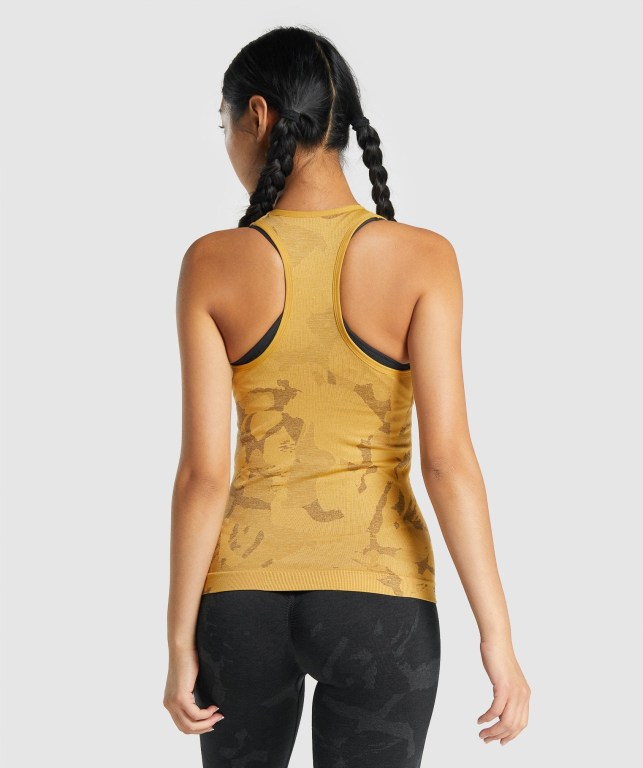 Camiseta Sin Mangas Running Gymshark Adapt Camo Seamless Amarillo | dPFh19AySxS