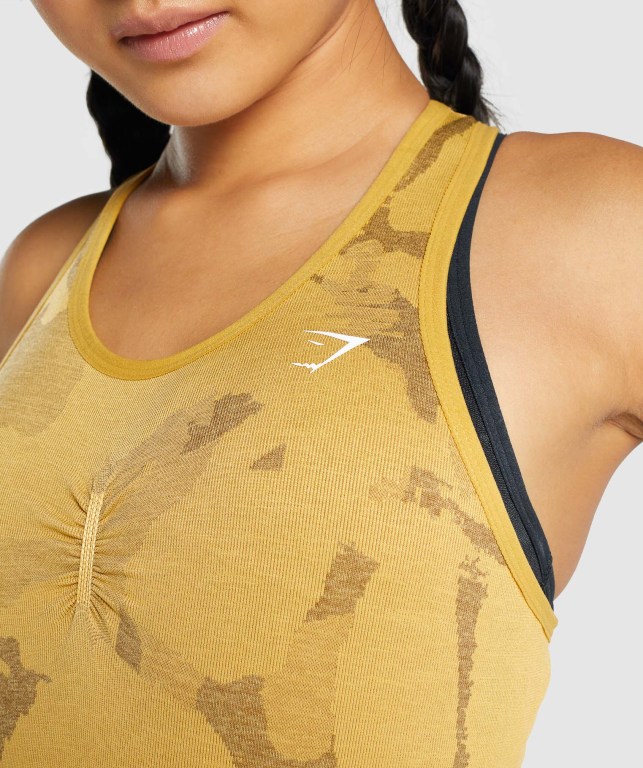 Camiseta Sin Mangas Running Gymshark Adapt Camo Seamless Amarillo | dPFh19AySxS