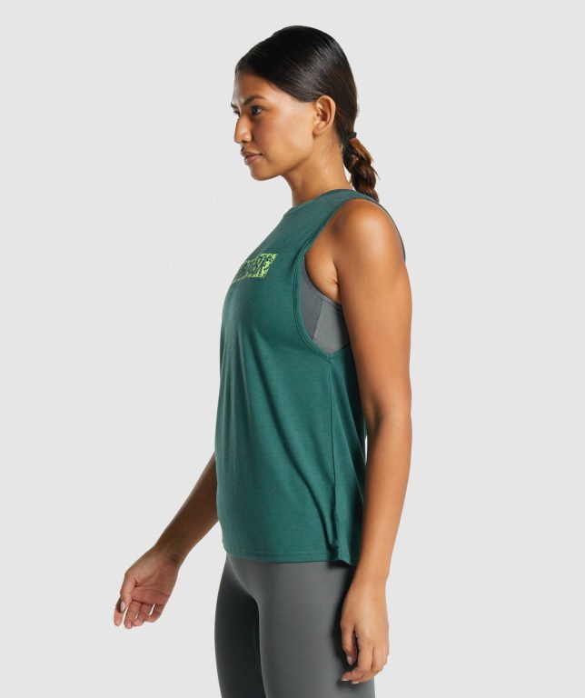 Camiseta Sin Mangas Running Gymshark Animal Graphic Infill Verde | j6tfbhKj2Ht