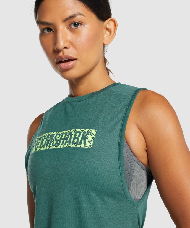 Camiseta Sin Mangas Running Gymshark Animal Graphic Infill Verde | j6tfbhKj2Ht