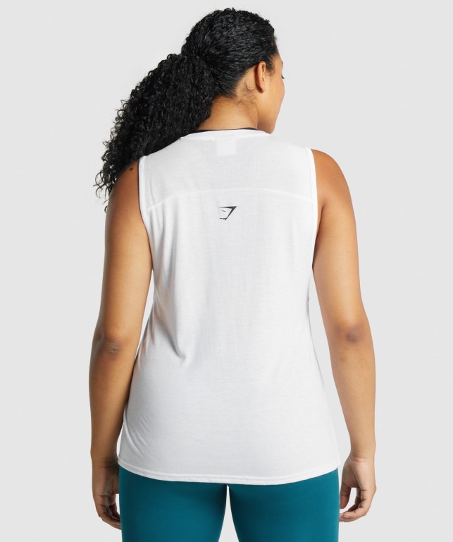 Camiseta Sin Mangas Running Gymshark Apollo Graphic Blancas | dJTdzmsVTAm