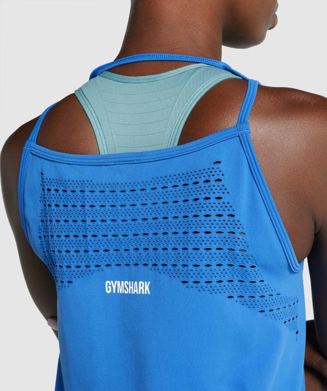 Camiseta Sin Mangas Running Gymshark Energy Seamless Loose Azules | 4rLVw4y54ph