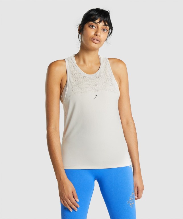 Camiseta Sin Mangas Running Gymshark Energy Seamless Loose Creme | y2AwCrOhA9X