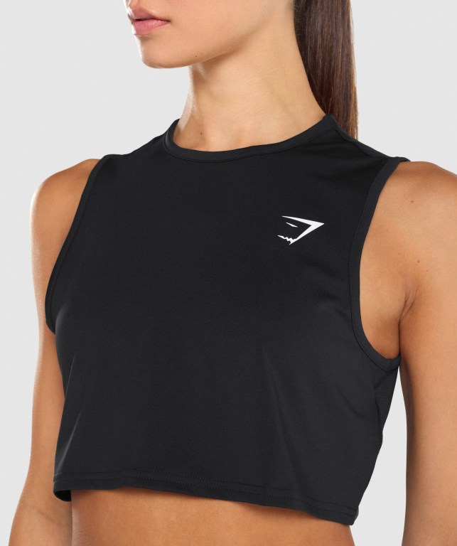 Camiseta Sin Mangas Running Gymshark Entrenamiento Crop Negras | 2vqPt4YZFKO