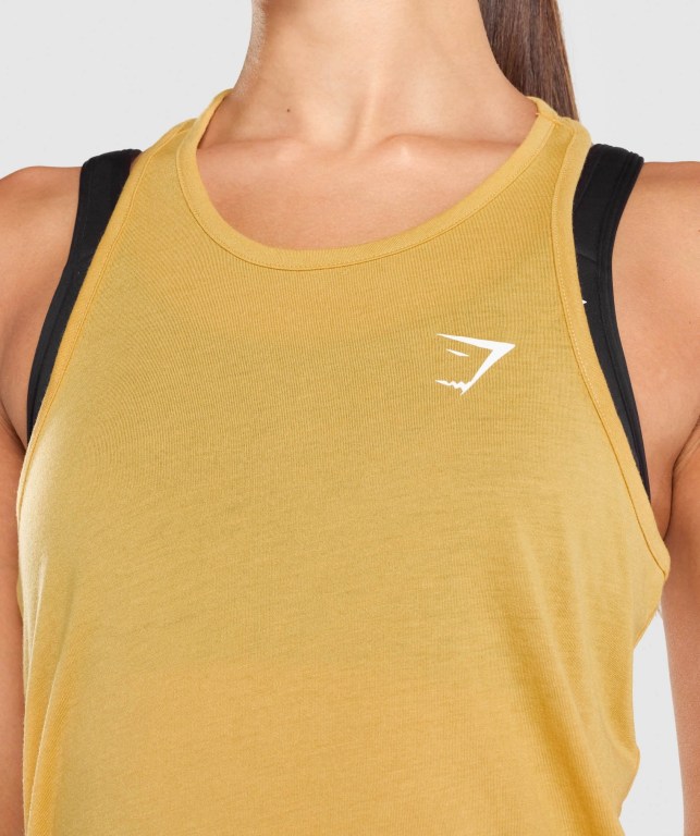 Camiseta Sin Mangas Running Gymshark Entrenamiento Oversized Amarillo | LIl5QaQXkM4