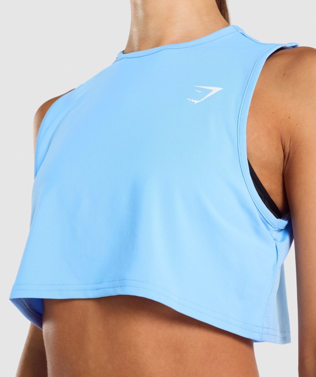 Camiseta Sin Mangas Running Gymshark Entrenamiento Crop Azules Claro | XrJJgy6yQm8