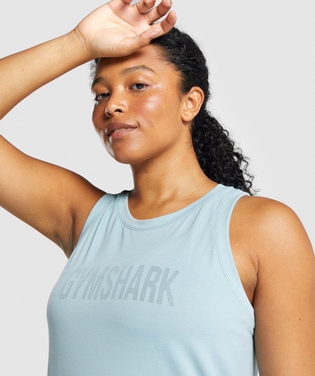 Camiseta Sin Mangas Running Gymshark Fit Seamless Loose Azules | tcJfHfvpCNw