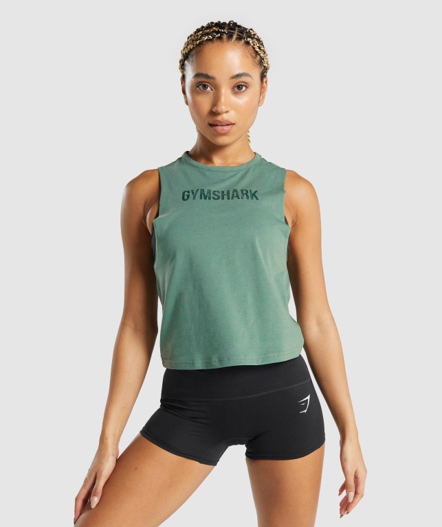 Camiseta Sin Mangas Running Gymshark GS Power Verde | CAtH13BVkGm