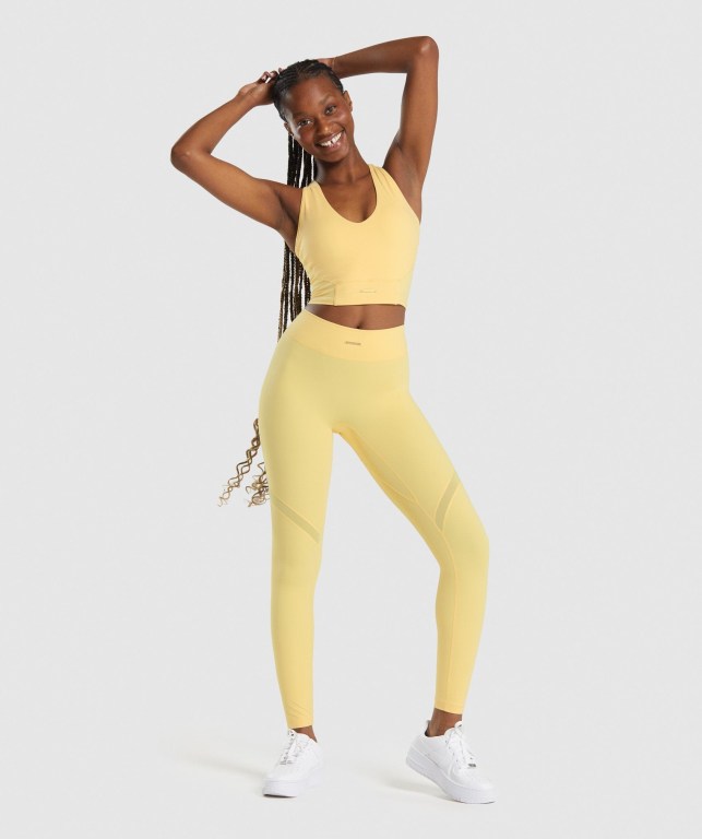 Camiseta Sin Mangas Running Gymshark Whitney Crop Amarillo | 8IcfmvgwpxG