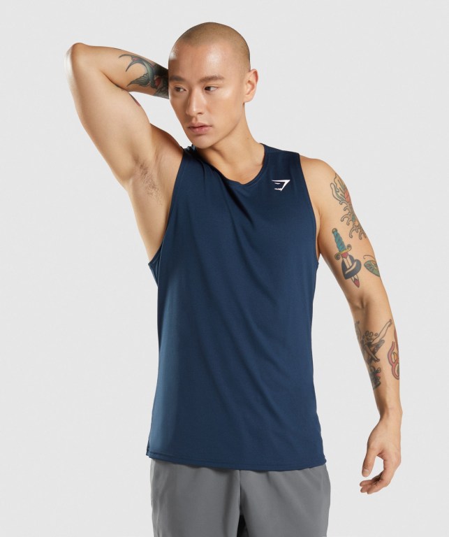 Camiseta Tirantes Gymshark Arrival Azul Marino | wuS9fqrEHx2