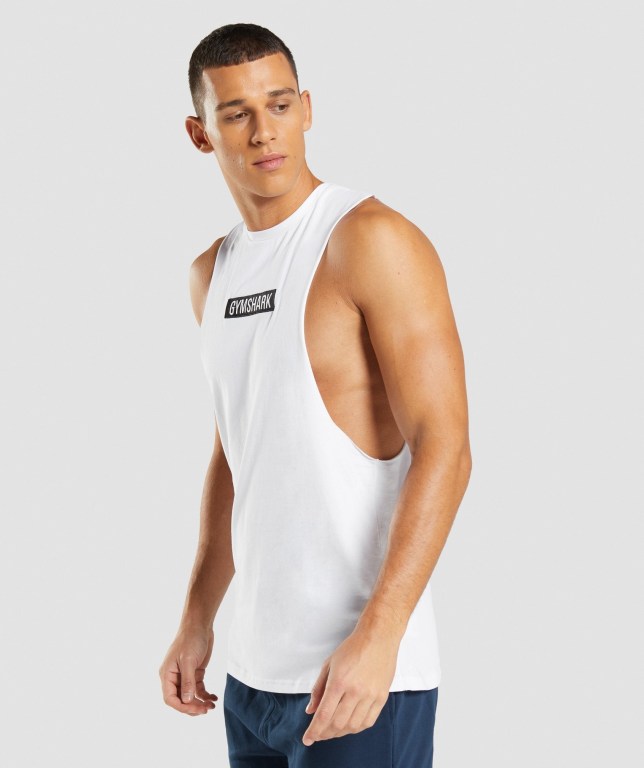 Camiseta Tirantes Gymshark Central Drop Arm Blancas | RCmrbgAhA9x