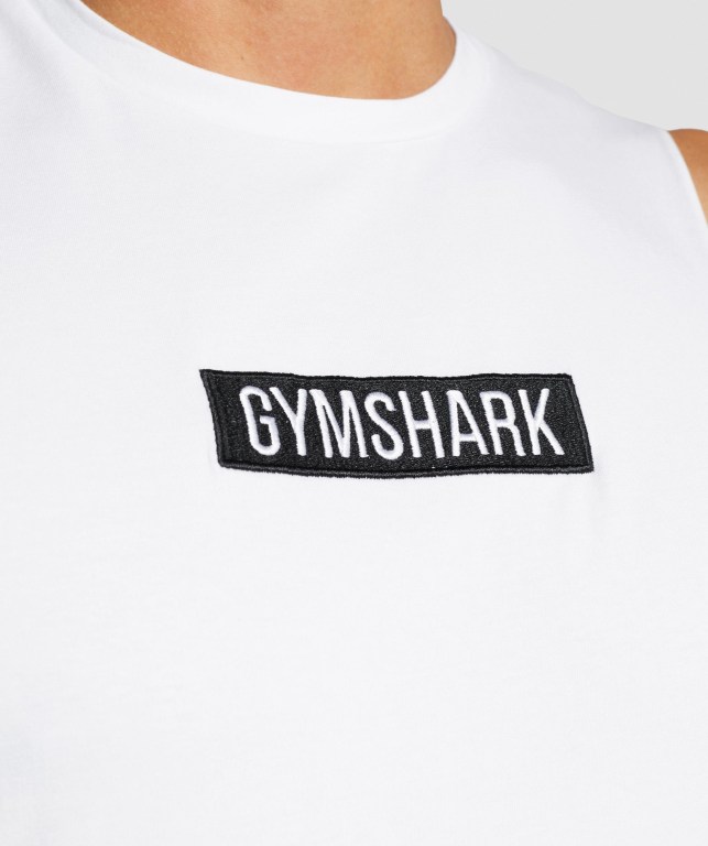 Camiseta Tirantes Gymshark Central Drop Arm Blancas | RCmrbgAhA9x