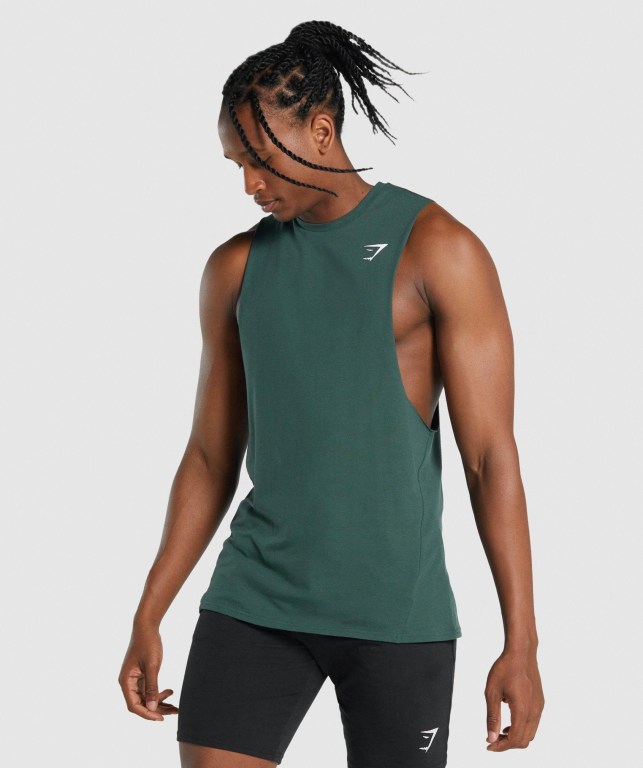 Camiseta Tirantes Gymshark Critical 2.0 Drop Arm Verde Oscuro | 2XmFhVPfsuW