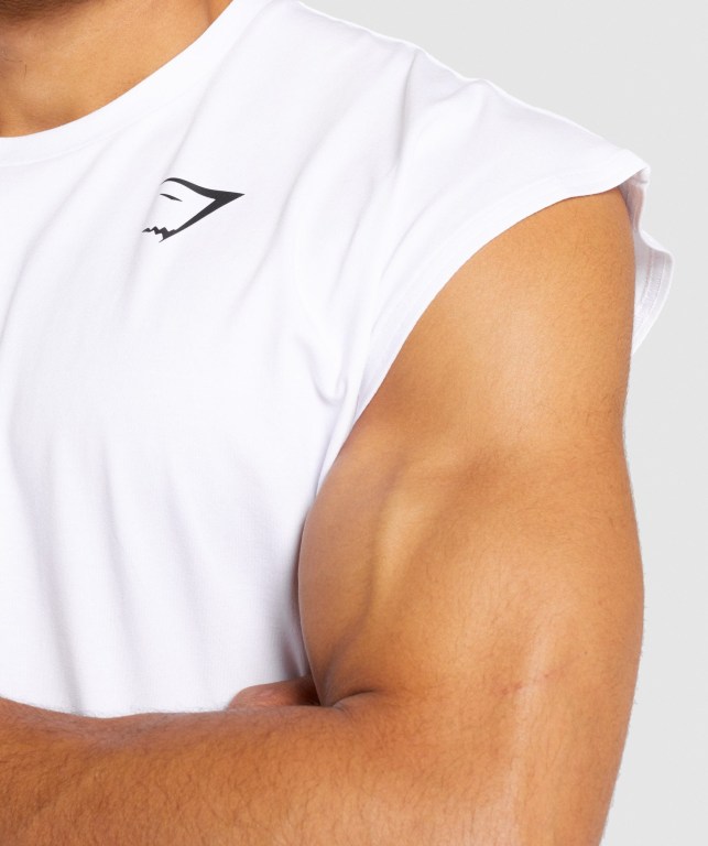 Camiseta Tirantes Gymshark Critical Cut Off Sin Manga Blancas | kjRl1dTGyNV