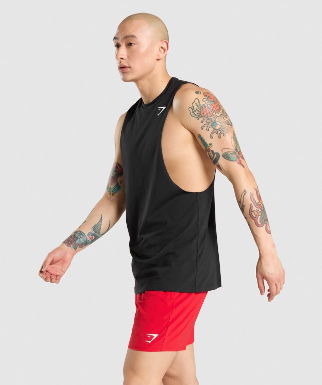 Camiseta Tirantes Gymshark Critical Drop Arm Negras | DPXovOP5m6B