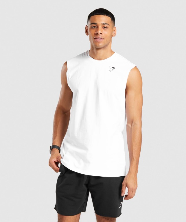 Camiseta Tirantes Gymshark Critical Sin Manga Blancas | QStD1bXd3b4