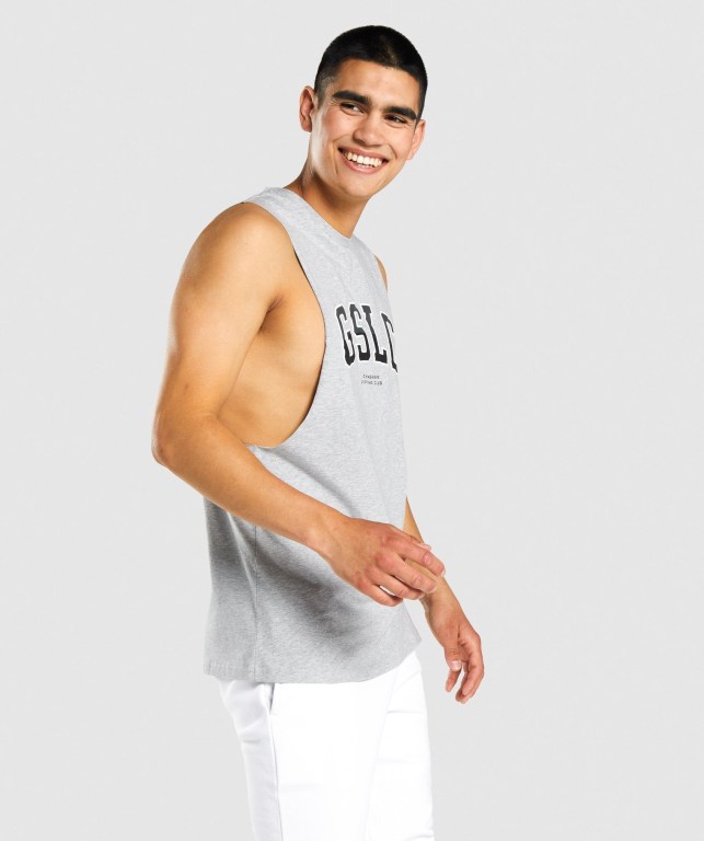 Camiseta Tirantes Gymshark GSLC Collegiate Drop Arm Gris Claro | 6mS8x739j12