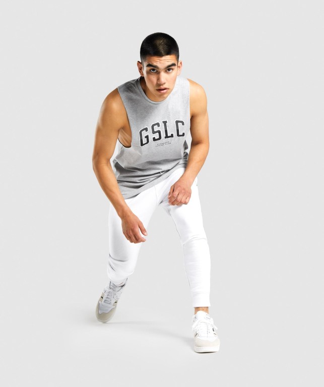 Camiseta Tirantes Gymshark GSLC Collegiate Drop Arm Gris Claro | 6mS8x739j12