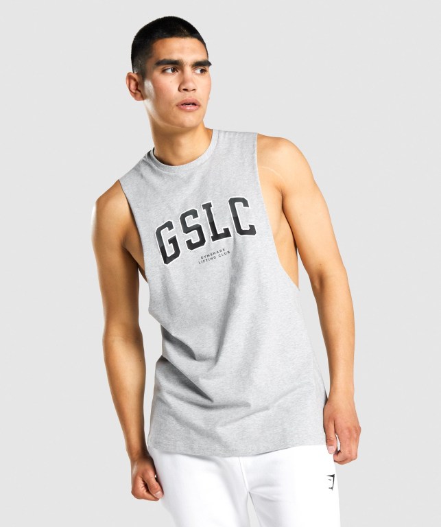 Camiseta Tirantes Gymshark GSLC Collegiate Drop Arm Gris Claro | 6mS8x739j12