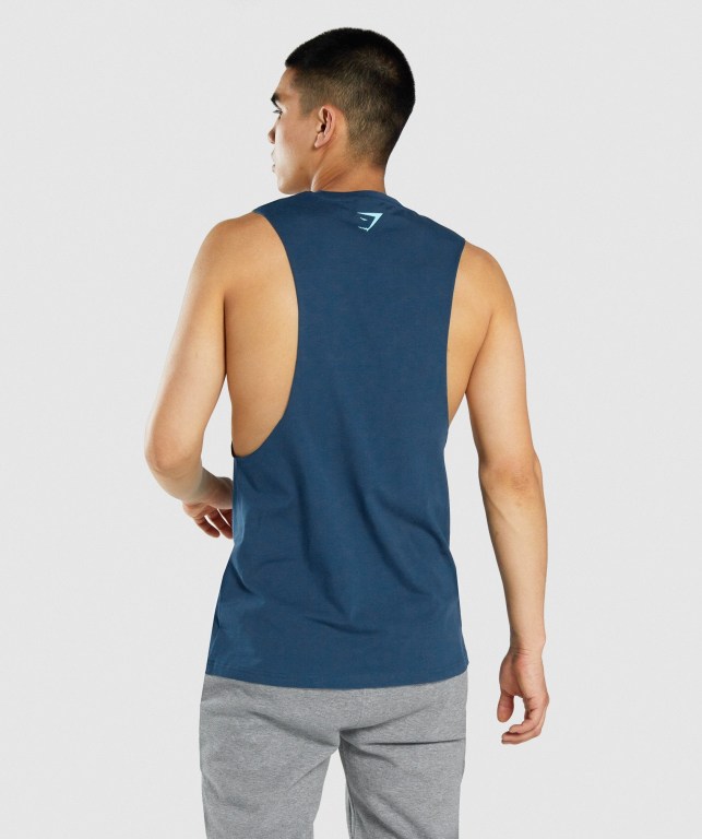 Camiseta Tirantes Gymshark GSLC Collegiate Drop Arm Azul Marino | QLo2dqLnTl4