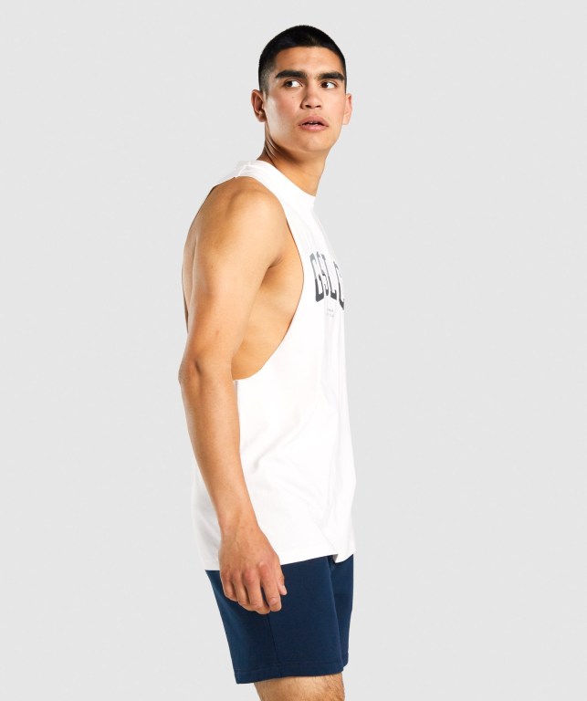 Camiseta Tirantes Gymshark GSLC Collegiate Drop Arm Creme | hNP2mAyYGix