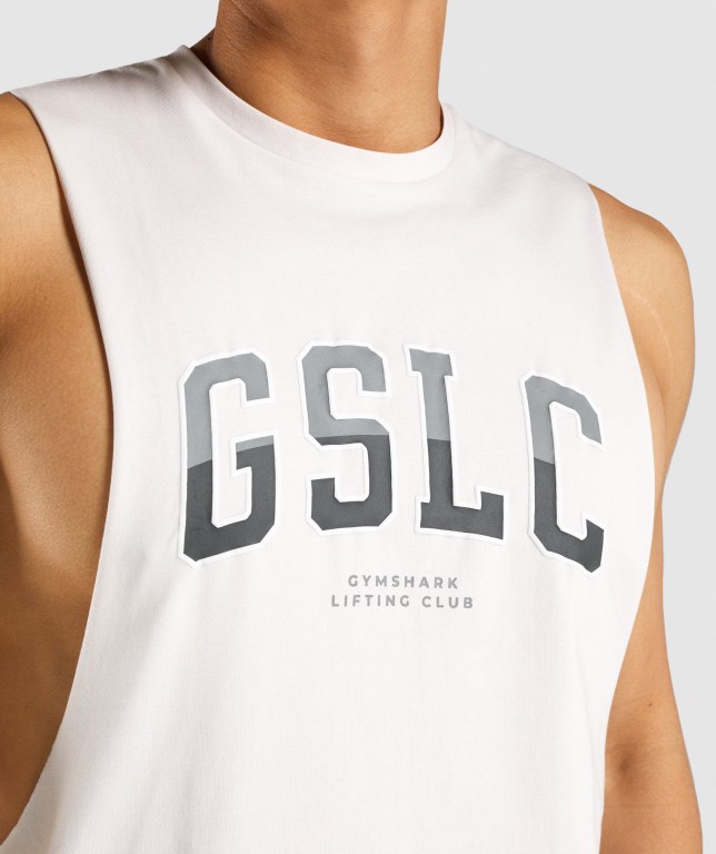 Camiseta Tirantes Gymshark GSLC Collegiate Drop Arm Creme | hNP2mAyYGix