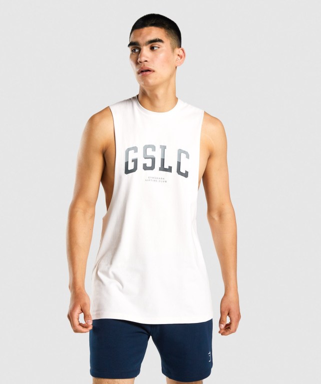 Camiseta Tirantes Gymshark GSLC Collegiate Drop Arm Creme | hNP2mAyYGix