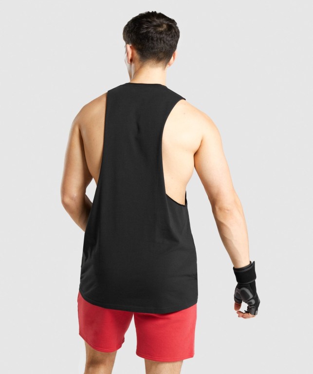 Camiseta Tirantes Gymshark Legacy Drop Arm Negras Blancas | 3NwPW5McxUh