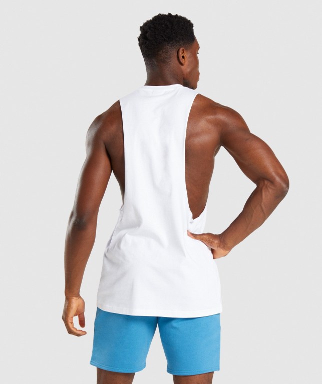 Camiseta Tirantes Gymshark Legacy Drop Arm Blancas | Xk6LUP6H2MD