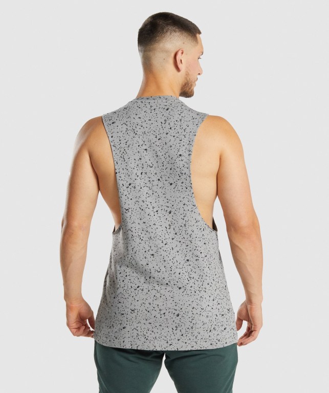 Camiseta Tirantes Gymshark Micro Print Drop Arm Gris | 5J67tohcJWZ