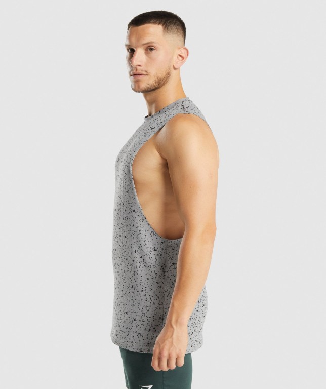 Camiseta Tirantes Gymshark Micro Print Drop Arm Gris | 5J67tohcJWZ